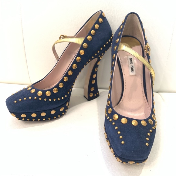 Miu Miu Shoes - MIU MIU Studded Suede Shoes Sz 40.5